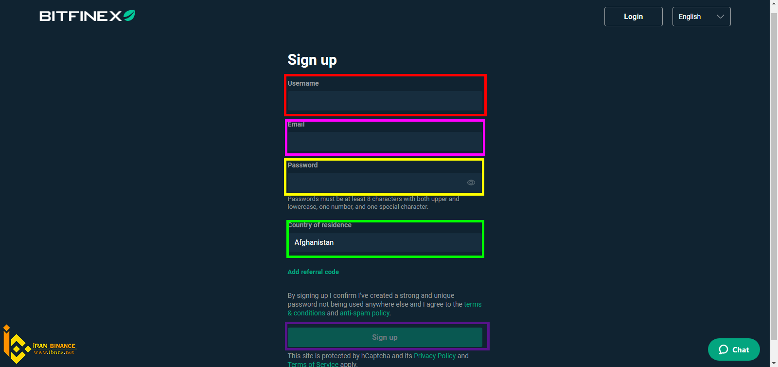 آموزش ثبت نام در صرافی بیتفینکس